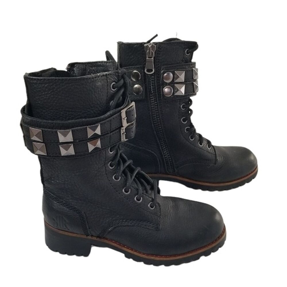 KLR Blake Black Leather Studded Moto Boot size 6